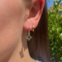 Gold diamond flower earrings