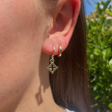 Gold diamond flower earrings