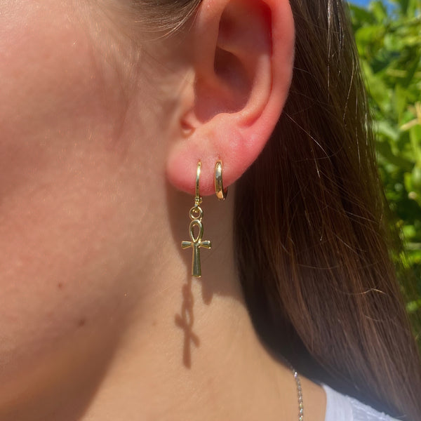 Gold ankh earrings