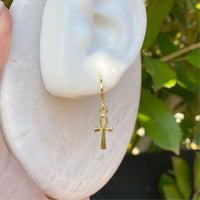 Gold ankh earrings