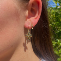 Gold cross earrings
