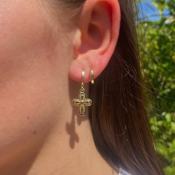 Gold cross earrings