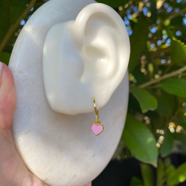 Pink heart earrings