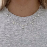 Multi charm cross necklace