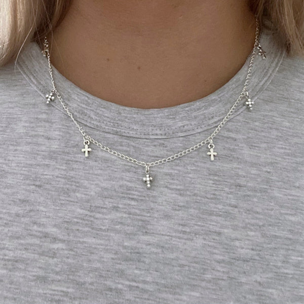 Multi charm cross necklace