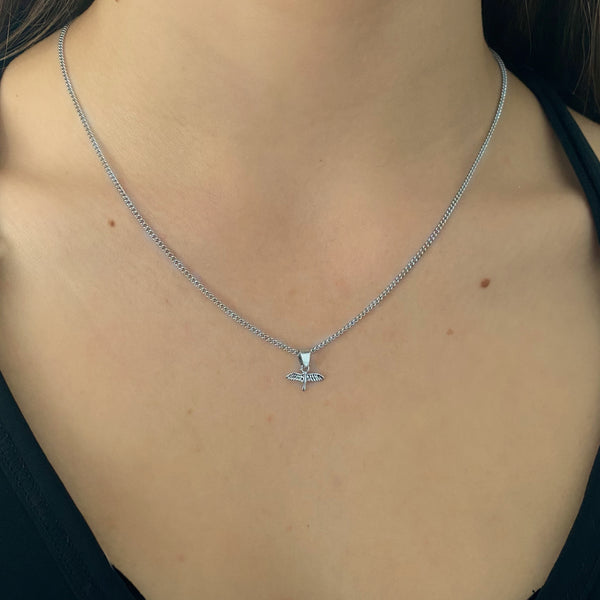 Silver small bird necklace