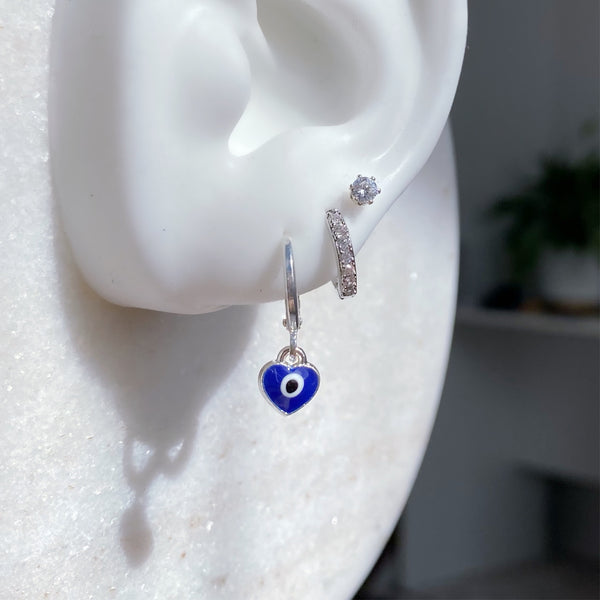 Evil eye heart earrings