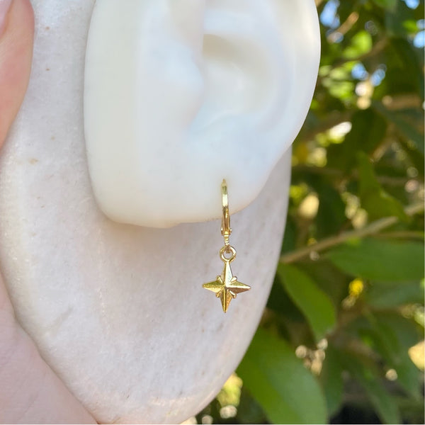 Gold cross star earrings