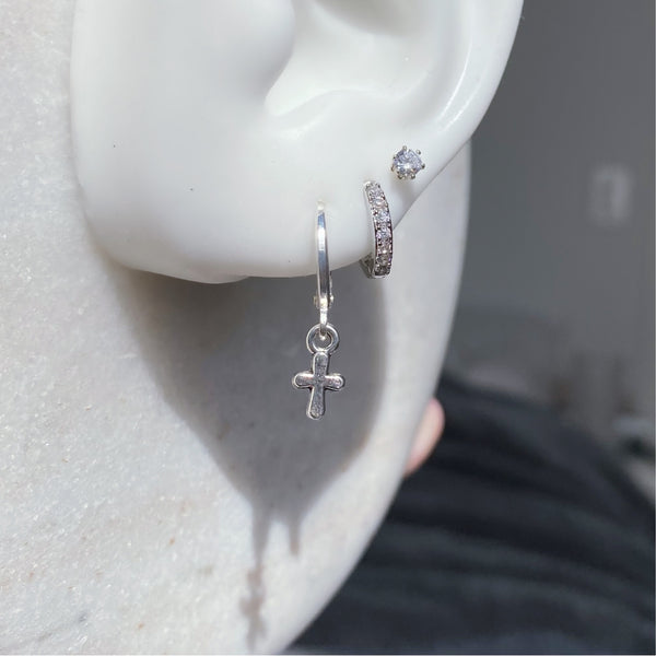 Mini cross earrings