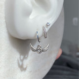 Silver angel heart earrings