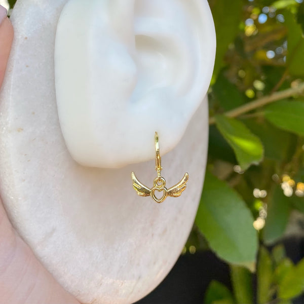 Gold angel heart earrings