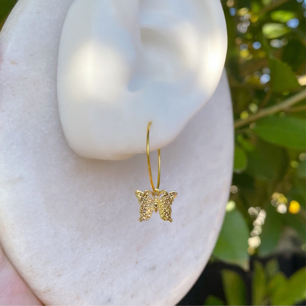 Gold butterfly earrings