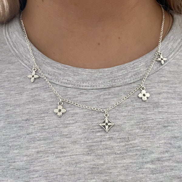 Multi charm flower necklace
