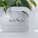 Silver angel heart earrings