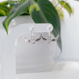 Silver angel heart earrings