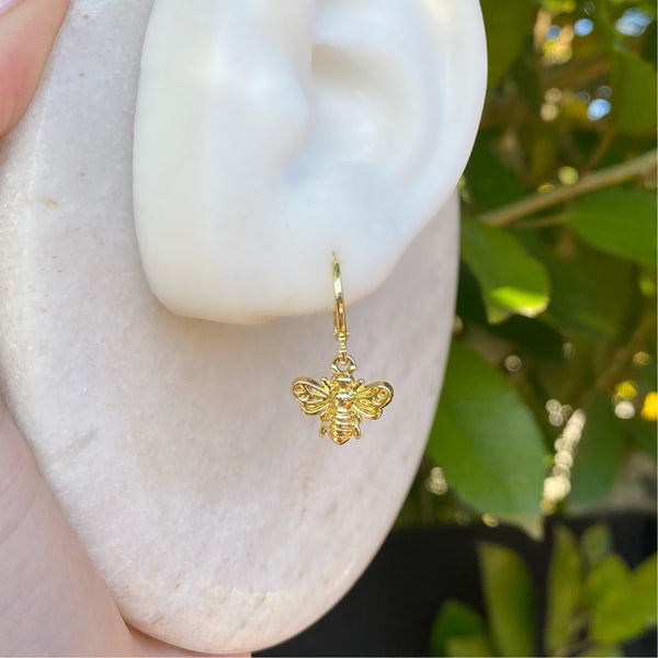 Gold bee earrings