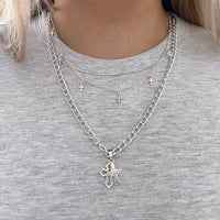 Multi charm cross necklace